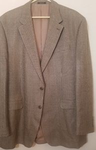 Chaps Mens Houndstooth 2 button Single Vent  Blazer 100% Silk Size 46L
